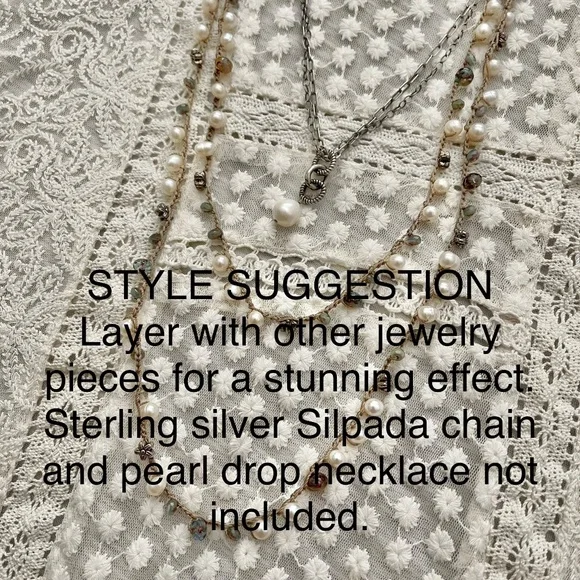 ARTISAN Necklace “Pearls in the Mist” on Sepia Long Crocheted Wrap - Picture 11 of 14